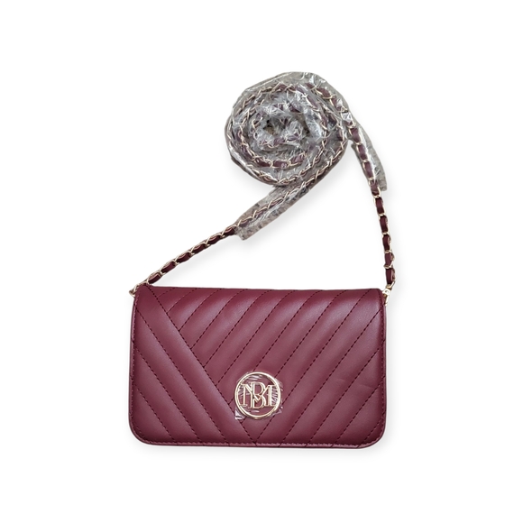 Badgley Mischka Maroon Quilted Crossbody Bag - Picture 1 of 5